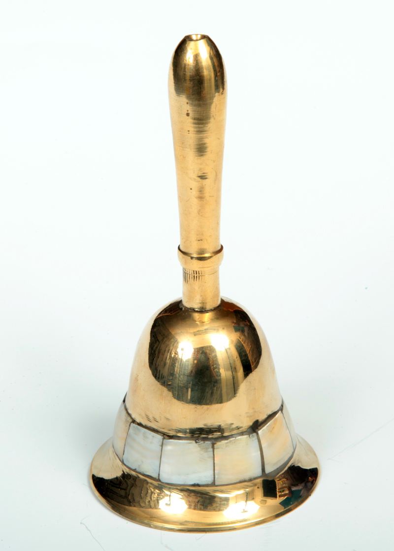 foto zvonek mosazn s perlet - 13,5 cm